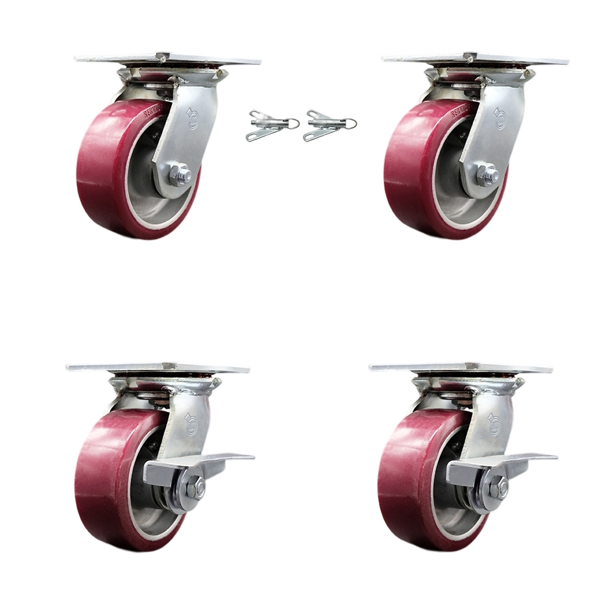 Service Caster, 5in. x 2in. Plate Casters, Wheel Diameter 5 in, Caster Type Swivel, Package (qty.) 4, Model# SCC-35S520-PAB-BSL-2-SLB-2